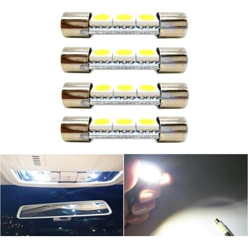 4x 28mm 29mm 6614F/6641/6614/F30-WHP/TS-14V1CP LED Interior Bulbs Car Vanity Mirror Lights Sun Visor Fuse Light White 12V