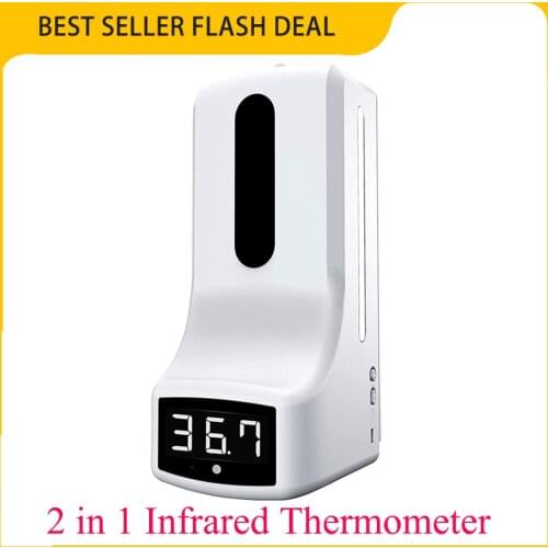 WSFS Hot 2 in 1 Infrared Thermometer K9 Automatic Soap Dispenser Palm Temperature Measurement and Disinfection Integrated Machin