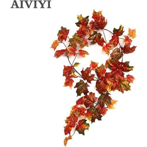 Encrypted Maple Leaf Cane Artificial Rattan Plants Halloween Decoration Autumn Leaf Rattan Home Decor Christmas Decoration DIY