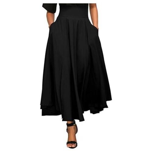 Vintage Women Linen Skirt High Waisted Elegant Sexy Solid Grey Black Red Pleated Skirts Female Maxi Skirts Women Long Skirts