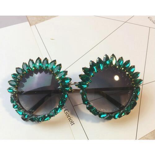 2019 sunglasses Rhinestone sunglasses women luxury Brand vintage Round sunglasses men punk shades for women NX