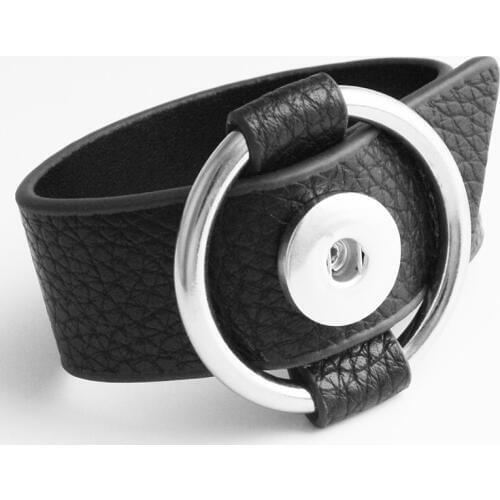 NEW18mm PU leather Snap button jewelry bracelet GIRLS Women BR2301