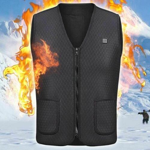 Winter Men Womens Electric USB Heated Zipper Warm Sleeveless Vest Heating Coat Jacket V Neck Thermal Skiing TOP 3XL