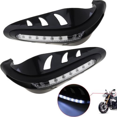 1 Pair Motorcycle Hand Guards Motocross Dirtbike Handguards Handlebar Guards with LED Light for 22MM Handlebars Motorcycle Care