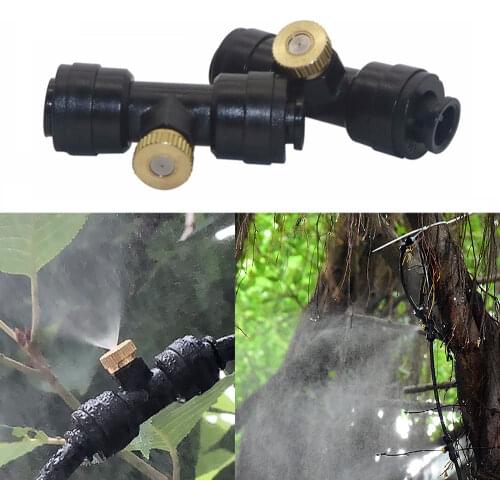 1/4" Hose low pressure 0.2/0.3/0.4/0.5mm 3/16 Thread Misting Nozzle with Plastic Slip Lock Tee Garden Irrigation Sprinkler 20Pcs