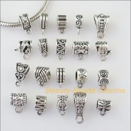 20Pcs Antiqued Silver Color DIY/ Bail Beads Fit Bracelet Mixed Charms Pendants