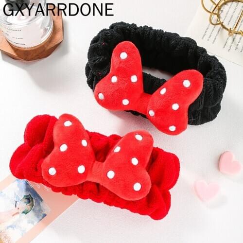 2021 Dots Butterfly Wash Face Headband For Women Coral Fleece Bow Spa Shower Hair Band Girls Turban Hair Accessories Makeup Tool