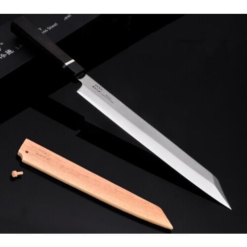 30cm Japanese Knife Germany 1.4116 Stainless Steel Filleting Sashimi Sushi Kiritsuke Kitchen Knife with Knife Scabbard 5.3G