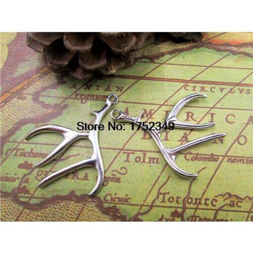 6PCS Deer Antlers pendants--Antique Tibetan silver Deer Antlers Charms Pendant 40x52mm