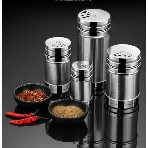 60PCS/LOT Toothpick Jar Stainless Steel Barbecue Cruet Spice Jar Rotating Cover Pepper Cumin Powder Salt Kitchen Tool