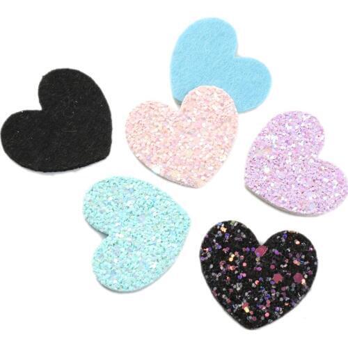 David accessories Chunky Glitter Star Heart Love Non-woven Patch Hair Accessories 20pcs,DIY Clothes Sewing Supplies,20Yc6936