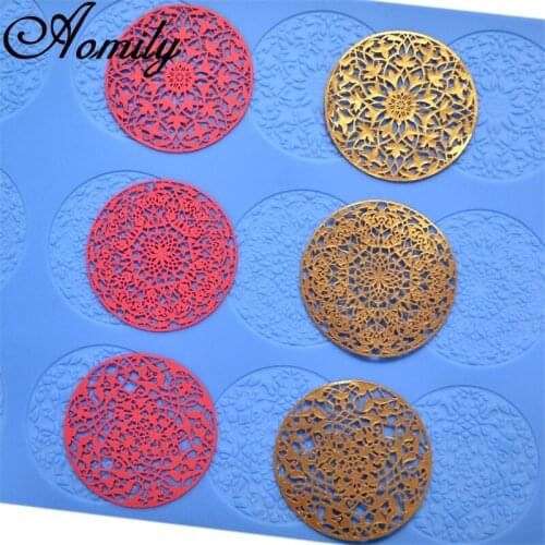 Aomily 3 Styles Flowers Lace Shape Silicone Mold Wedding Birthday Cake Flower Border Decoration Fondant Cake Surround Baking Mat