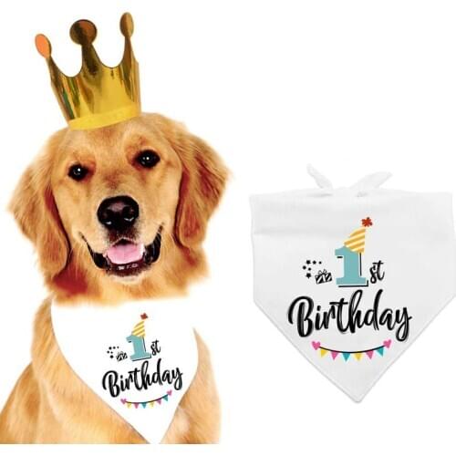 Cute one Year old 1st first pet boy girl Dog Birthday party Bandana Scarf Decoration Photo props Dog Lovers Owner Gift present