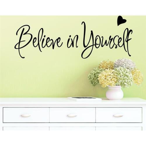 Beileve In Yourself Heart inspiration quote words home decor wall sticker classroom study room decoration party supply poster