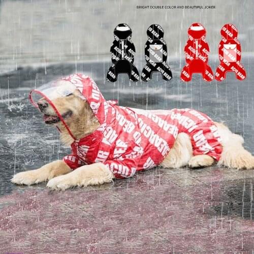 Pet Raincoat Dog Raincoat Four-Legged Hooded Transparent Waterproof Raincoat Medium And Large Dog Pet Supplies Dog Raincoat 7XL
