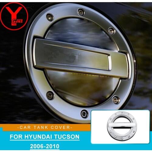 Chrome Tank Cover For Hyundai Tucson 2006 2007 2008 2009 2010 Car New Accessories Gas Tank Oil Cover Fuel Tank Cap Cover YCSUNZ
