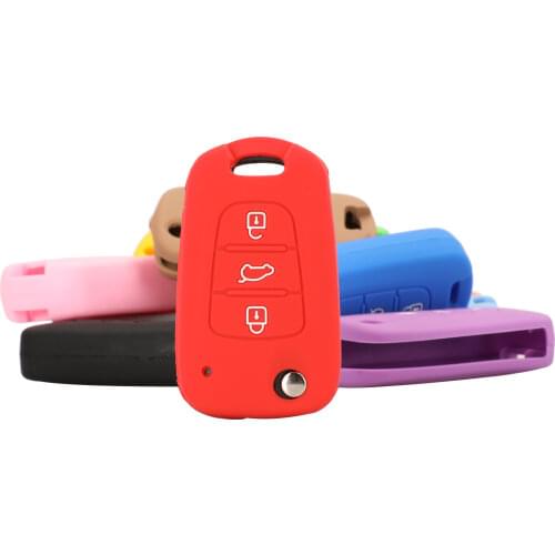 Jingyuqin 10pcs New Remote 3 Buttons Folding Flip Silicone Car Key Case Cover For Kia RIO K2 K5 Sportage Sorento Holder