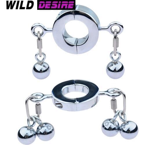 New Cock Ring With Exercise Metal Ball Scrotum Pendant Stretchers Penis Ring Physical Weight Bearing Lock Cock Ball Adult 18+ 18