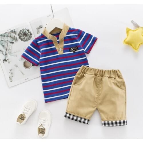 Summer Newborn Baby Boy Clothes Sets Striped Short Sleeve T-shirt Tops+ short Pants Outfits Clothes Baby Clothing Set