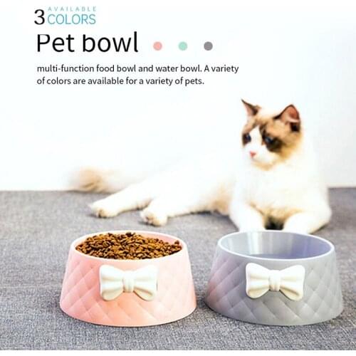 Pet Bow-Knot Plastic Bowls Anti-knock Over Dog Cat Drinking Dish Feeder Kitten And Puppy Supplies Comedero Perro