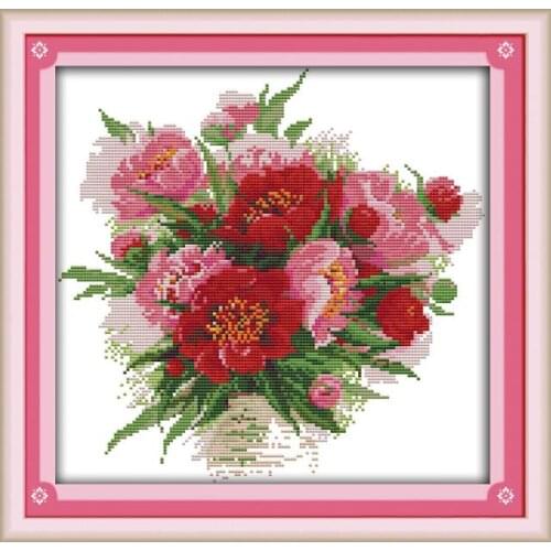 The bright flowers cross stitch kit 14ct 11ct count print canvas stitching embroidery DIY handmade needlework