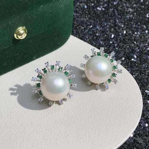 Office Lady 925 Sterling Silver Earrings Findings Settings Base Mountings Parts for Pearls Agate Crystal Stones Jade 5pairs/lot