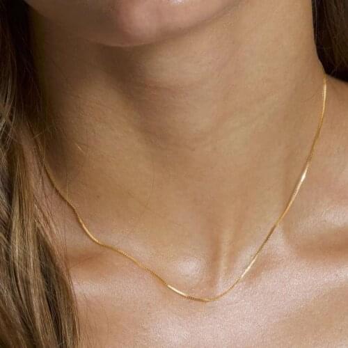 Maxi Necklace Collares Collier Simple Jewelry Accessories 0.65mm 1mm Thick Delicate Chain Silver 925 Necklace For Women