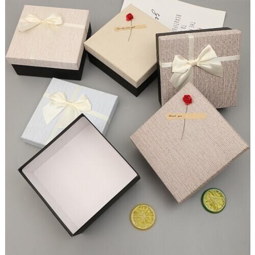 Gift Box Bow Elegant Storage Perfume Lipstick Wallet Watch Bracelet Color Carrying Case Square Jewelry Boxes Package Accessories
