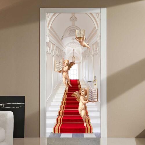 PVC Self-Adhesive Waterproof Door Stickers 3D Stereo Stairs Angel Wallpaper Living Room Bedroom Hotel Wall Stickers Door Poster