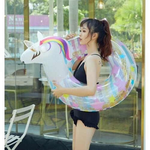 Rooxin Unicorn Floating Pool Inflatable Mattress Adult Swimming Ring Children Swimming Ring Inflatable Floating Bed Beach Pool