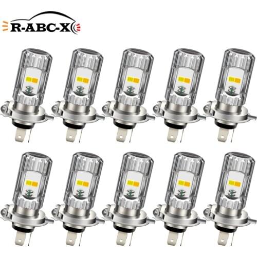 RUIANDSION 10Pcs H6 BA20d H4 9003 HB2 HS1 P43T 12V-85V White Yellow Switchback LED Fog Light Headlight For Car Motorbike 2000Lm