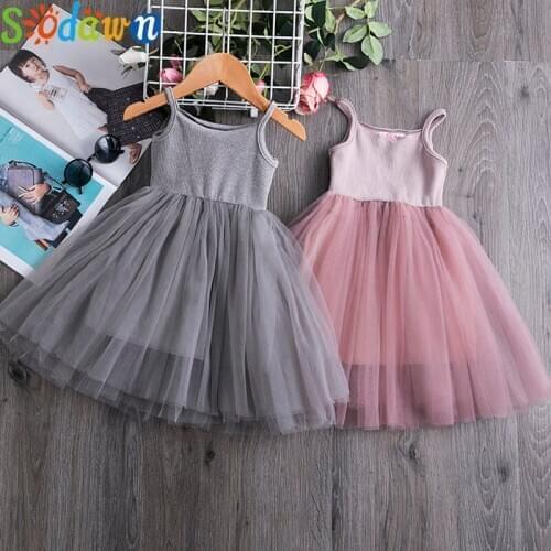 Sodawn Summer Kid Girls Dress Princess Hot Sales Toddler Baby Party Tutu Dress Lace Flower Dresses Casual Children Clothes 3-8 Y