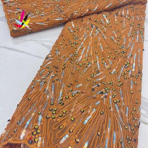 Sequins Tulle Lace Fabric Bridal Blue Color French African Nigerian Latest Design High Quality Tulle 2021 Stylish Embroidery