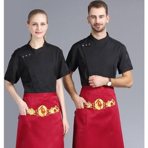 Unisex Casual Chef Jackets Short Sleeve Kitchen Catering Restaurant Food Serive Work Uniform Restaurant Waiter Work Overalls