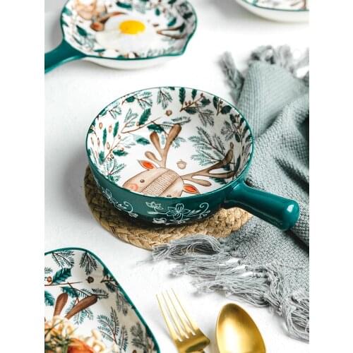 Japanese Cute Cartoon Creative Personality Dishes Ceramic Rice Bowl Soup Noodle Bowl Plate Home Salad Bowl Set