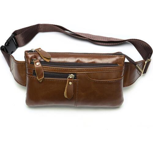 Mens Fanny Pack Waist Bag Genuine Leather Belt Waist Packs Fashion Men Messenger Bag High Capacity Chest Bag For Men