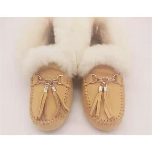 Top Quality 2021 Women Shoes 100% Natural Fur Shoes Moccasins Loafers Soft Genuine Leather Leisure Flats Driving Casual