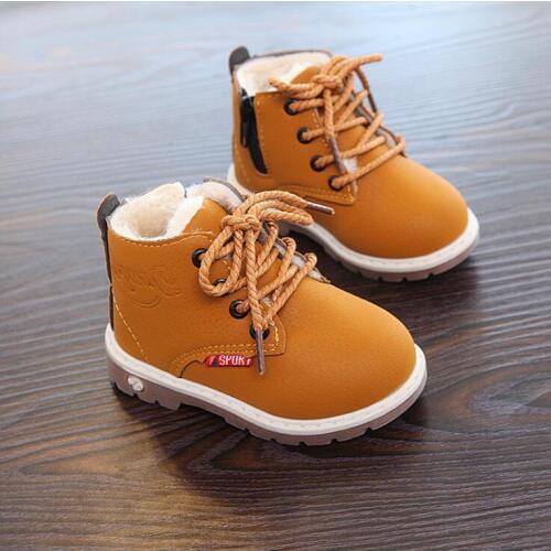 Winter Kids Warm Plush Lining Tooling Boots Shoes Autumn Little Boys Girls Ankle Boots Size 21-30 Toddler Boots