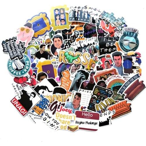 100pcs American Comedy Drama Friends Stickers Trolley Suitcase Stickers Graffiti Luggage Scooter Stickers Birthday Friend Gift