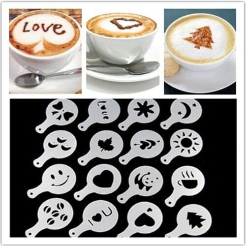 16pc Fancy Coffee Printing Template Kitchen Tools Kitchenware Coffee Spray Template Creative Kitchen Accessories Kitchen Gadgets