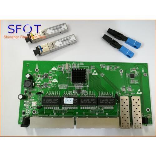 2 Ports SFP+8 Ports RJ45 POE reverse Switch board with web management, together with SFP SC port 3km and SC/UPC fast connector
