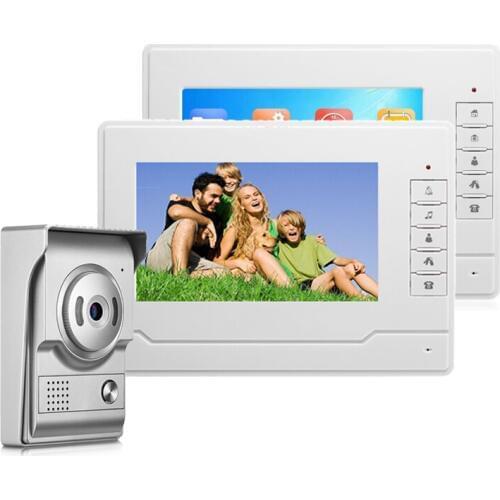 2pcs 7" video intercom doorbell night vision IR 700tvl door camera waterproof unlock for home apartment video door phone system