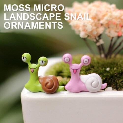 PVC 2Pcs/Set Practical Landscape Cartoon Snails Fairy Decor Wear-resistant Snails Figurines Widely Applied for Terrarium