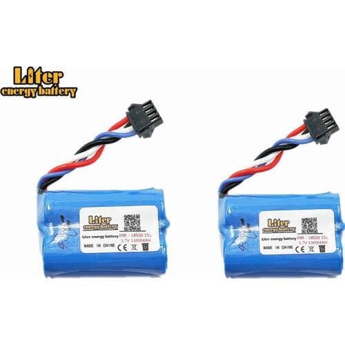 2pcs Upgrade 3.7V 1300mAh 18500 Lipo battery For UDI 001 UDI001 Huanqi 960 Remote control boat speedboat With SM-4P Plug