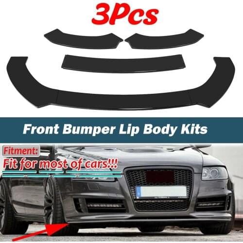 3pcs Universal Car Front Bumper Lip Body Kit Spoiler Splitter Diffuser For Benz For BMW For Audi A3 A4 A5 A6 A7 A7 A8 Q3 Q5 Q7
