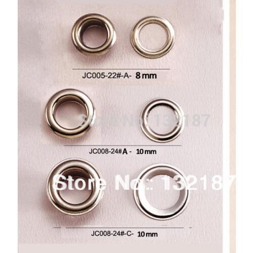 300sets/lot 8mm/10mm metal brass eyelets with washer round metal grommets nickle plating color free shipping JY-002