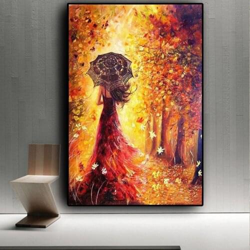 Gold Forest Girl Landscape 5d diy Diamond Painting full autumn scenic Diamond embroidery sale diamond mosaic home decor gift