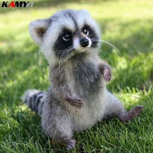 5D DIY diamond embroidered cute raccoon full square / round diamond mosaic painting decorative home diamond painting animal XY1