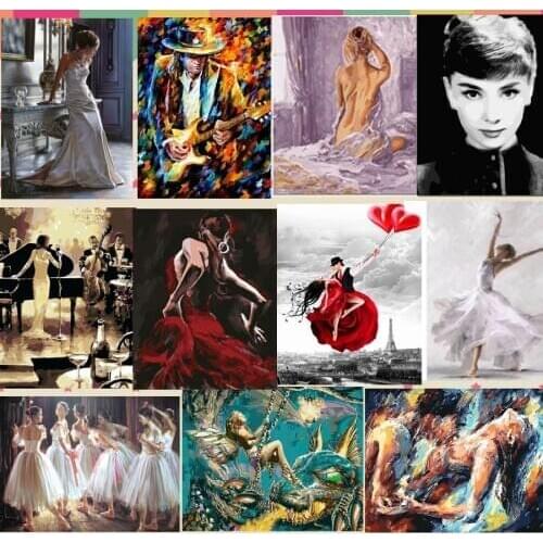DIY Paints By Numbers Character Dancer 50x40cm Art Pictures Set Coloring Decorative Canvas Wall Artcraft Oil Painting By Number