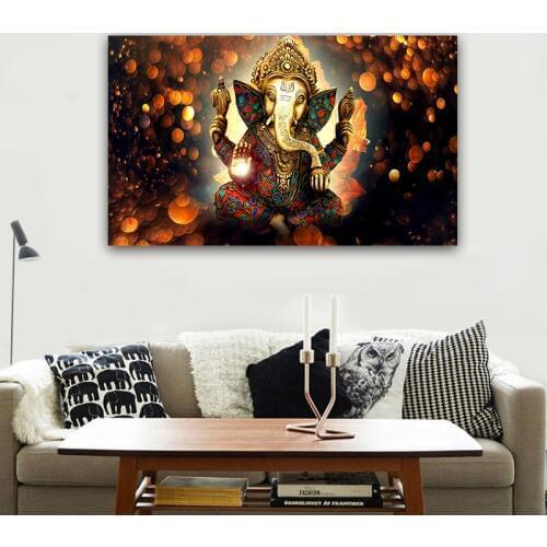 Ganesha Gods Canvas Paintings For Living Room Hindu Gods Home Decorative Pictures Wall Art Canvas Art Cuadros Decoratives Prints